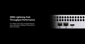 Connectivité 20Gb du serveur TerraMaster U4-500 montrant deux ports 10GbE et un port HDMI.
